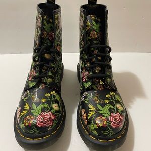 Dr. Martens 1460 Bloom Floral Leather Lace Up Boots Size 5